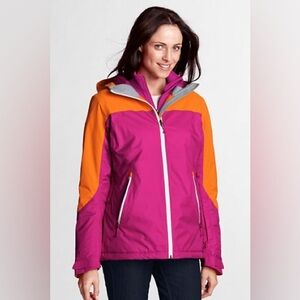 Lands’ End Women’s Pink and Orange PrimaLoft Ski Jacket. Size M (10-12)